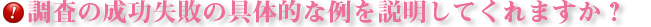 調査の成功失敗の具体的な例を説明してくれますか？